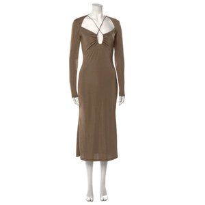 Jason Wu Square Neckline Midi Dress Brown ( S )